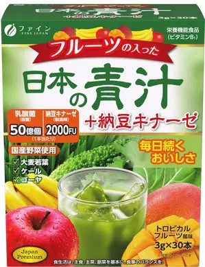 Аодзиру с наттокиназой и фруктами   Fine Japan  Fruit Aojiru + Nattokinase  (30 шт - 30 дн) – Купити в Україні Ulitka Beauty