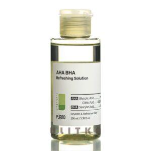 Освежающий кислотный тонер  Purito AHA BHA Refreshing Solution  (100 мл) – Купити в Україні Ulitka Beauty