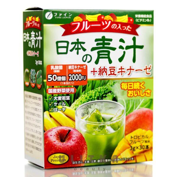 Аодзиру с наттокиназой и фруктами  Fine Japan Fruit Aojiru + Nattokinase  (30 шт - 30 дн)