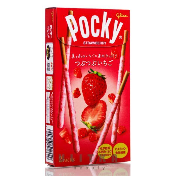 Японские бисквитные палочки с клубничным кремом  Glico Pocky Strawberry (20 шт)