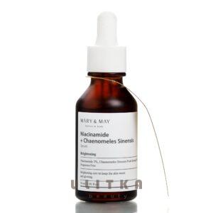 Осветляющая сыворотка с ниацинамидом и хеномелесом Mary&May Niacinamide + Chaenomeles Sinensis Serum (30 мл) – Купити в Україні Ulitka Beauty