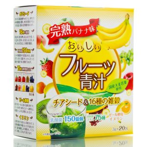 Аодзиру из 16 видов проса и семенами чиа со вкусом банана YUWA Aojiru Banana (20 шт) – Купити в Україні Ulitka Beauty