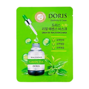 Тканевая маска для лица c зеленым чаем Doris Green Tea Real Essence Mask (25 мл) – Купити в Україні Ulitka Beauty