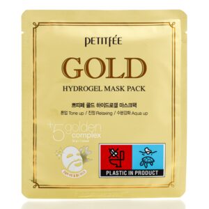 Гидрогелевая маска с золотым комплексом +5 PETITFEE Gold Hydrogel Mask Pack (1 шт) – Купити в Україні Ulitka Beauty