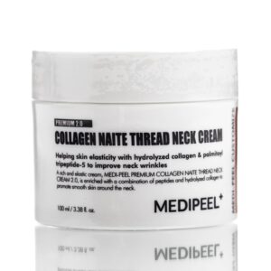 Антивозрастной подтягивающий крем для шеи с пептидами MEDI-PEEL Premium Collagen Thread Neck Cream (100 мл) – Купити в Україні Ulitka Beauty