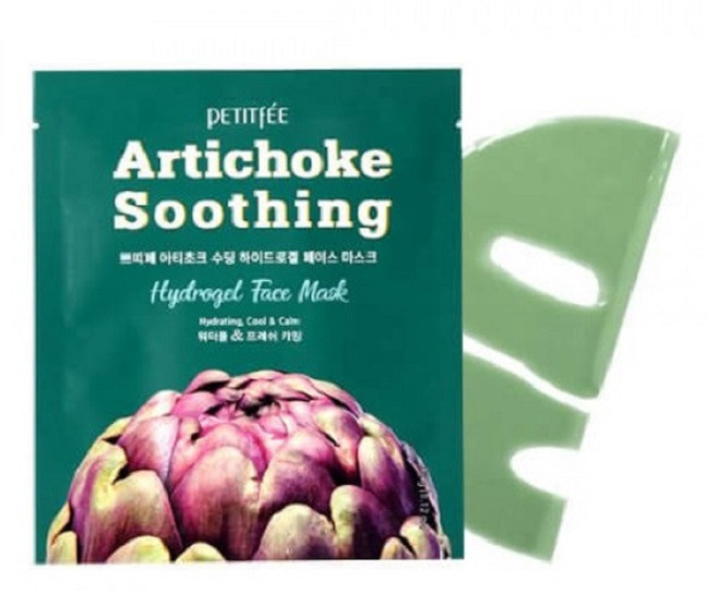 Гидрогелевая маска с экстрактом артишока  Petitfee Artichoke Soothing Hydrogel Face Mask  (1 шт – 32 гр)