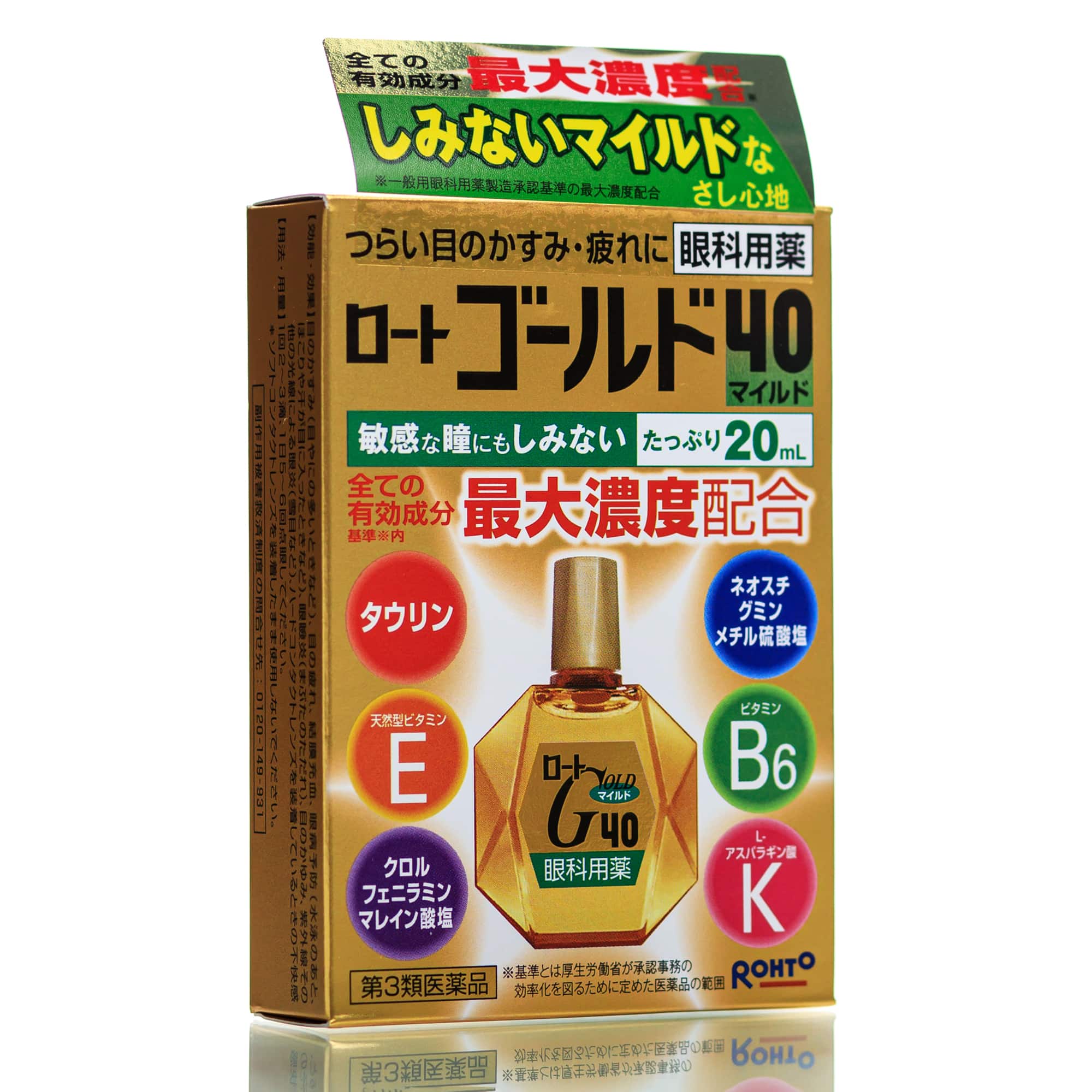 Японские капли для глаз возрастные - 1 фото галереи Rohto Gold 40 (20 мл) - 1 фото галереи