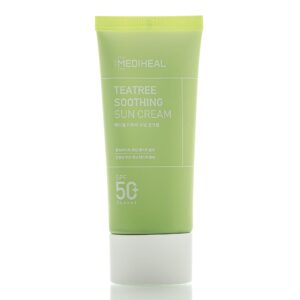Солнцезащитный крем с чайным деревом Mediheal Tea Tree Soothing Sun Cream SPF50+ PA++++ (50 мл) – Купити в Україні Ulitka Beauty
