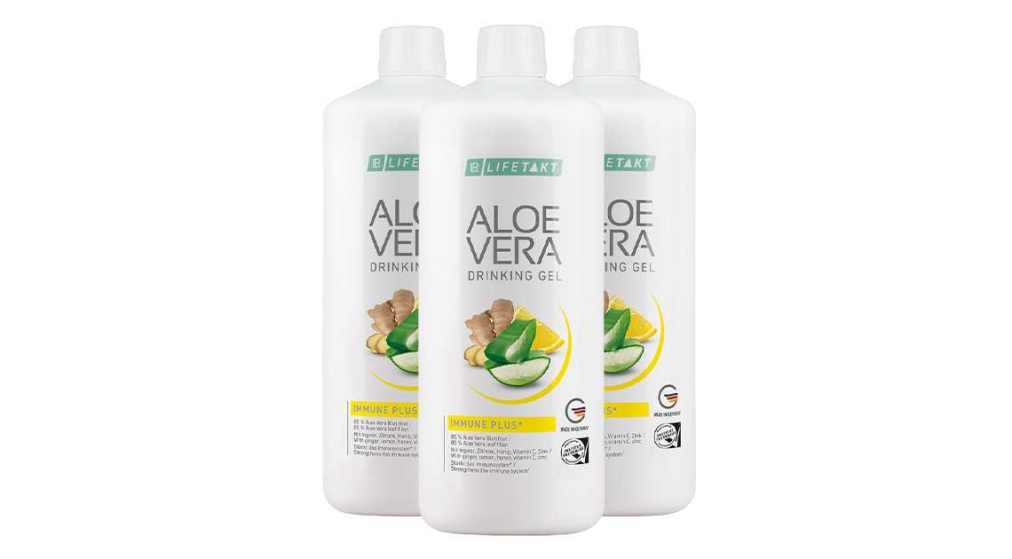 Питьевой Гель Алоэ Вера Имбирь для иммунитета Набор - 1 фото галереи 3 шт. LR Aloe Vera Immune Plus (3*1000 мл) - 1 фото галереи