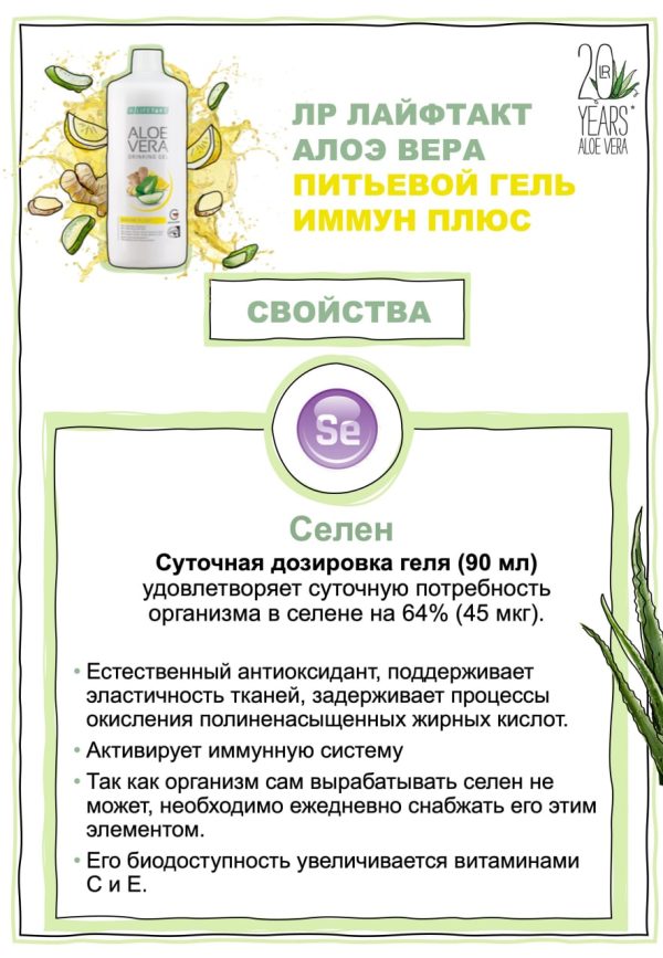 Питьевой Гель Алоэ Вера Имбирь для иммунитета Набор - 1 фото галереи 3 шт. LR Aloe Vera Immune Plus (3*1000 мл) - 1 фото галереи