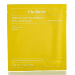 Осветляющая гидрогелевая маска с витаминами и ниацинамидом Biodance Radiant Vita Niacinamide Real Deep Mask (1 шт - 34 мл) – Купити в Україні Ulitka Beauty