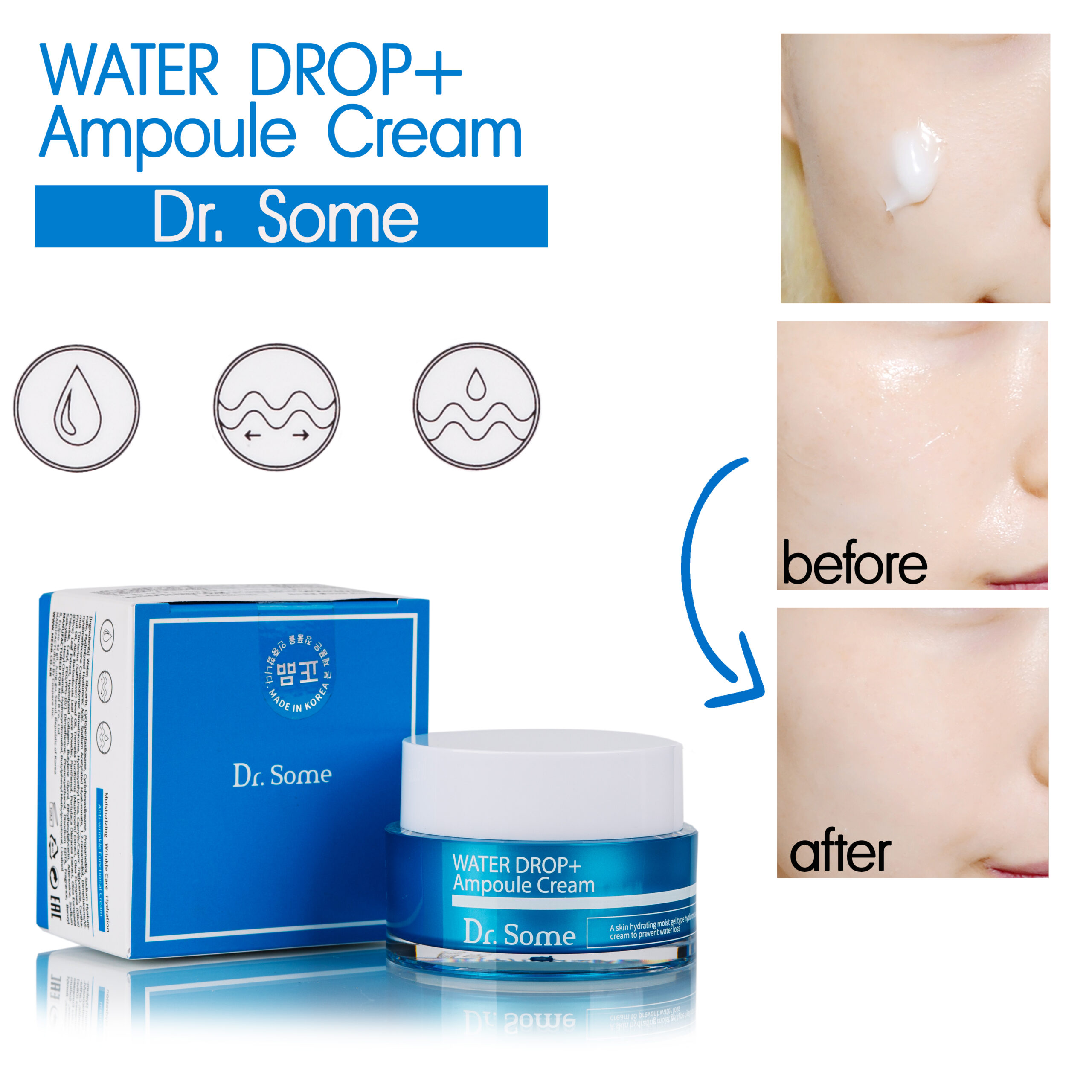 Увлажняющий крем с гиалуроновой кислотой - 1 фото галереи Dr. Some Water Drop+ Ampoule Cream (50 мл) - 1 фото галереи