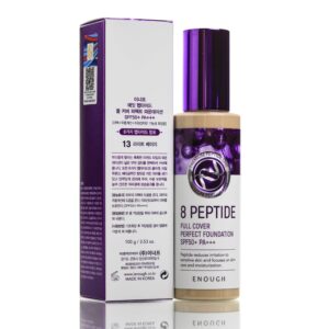 Тональный крем с пептидами светлый беж Enough 8 Peptide Full Cover Perfect Foundation SPF50+ PA+++ (100 мл) – Купити в Україні Ulitka Beauty