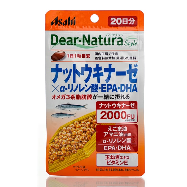 Наттокиназа 2000FU, DHA EPA, α-линоленовая, кверцетин Asahi Dear Natura (20 шт - 20 дн)