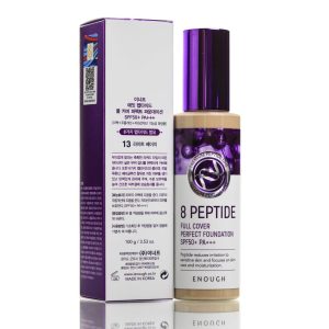 Тональный крем с пептидами светлый беж Enough 8 Peptide Full Cover Perfect Foundation SPF50+ PA+++ (100 мл) – Купити в Україні Ulitka Beauty Тональный крем с пептидами светлый беж Enough 8 Peptide Full Cover Perfect Foundation SPF50+ PA+++ (100 мл) – Купити в Україні Ulitka Beauty