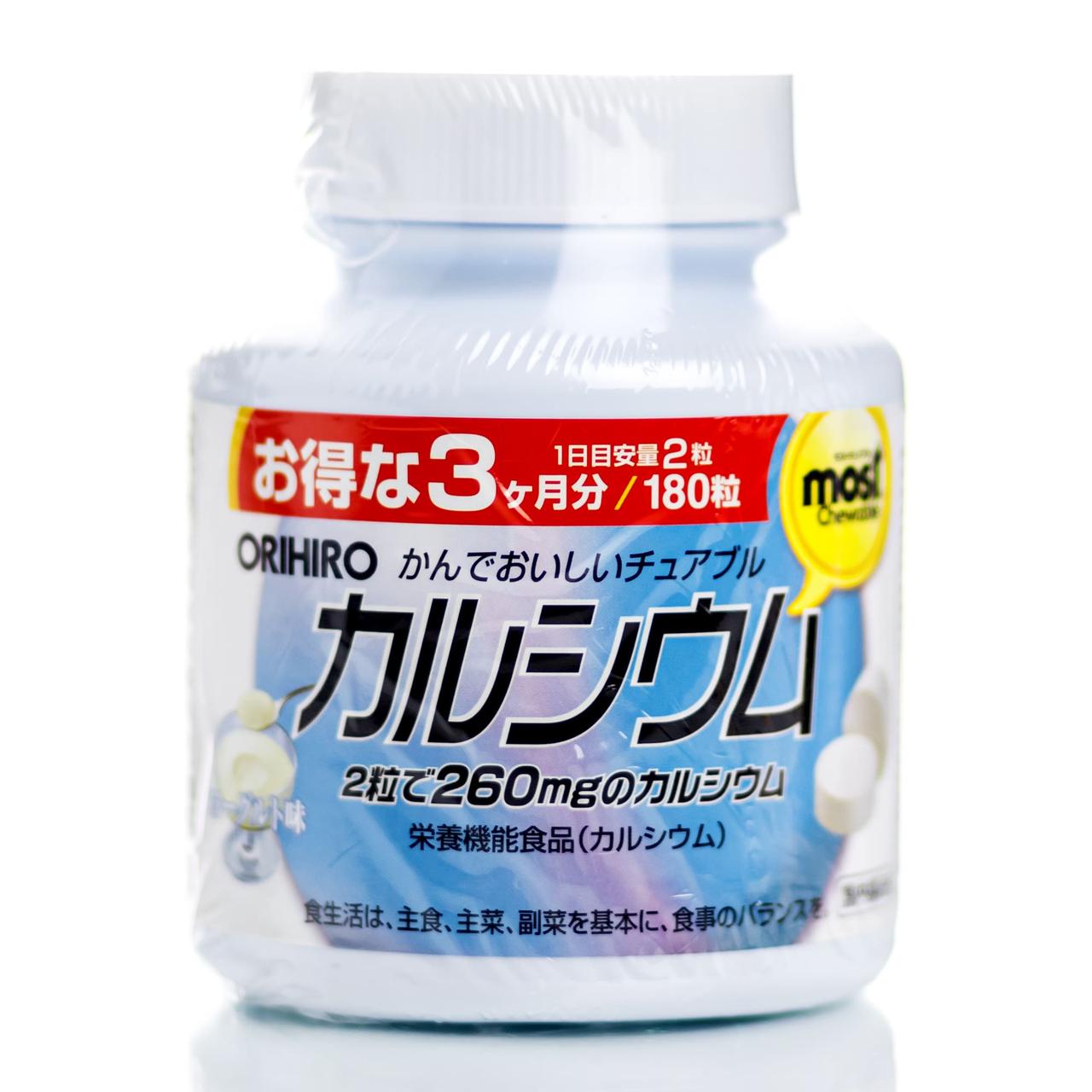 Жевательный кальций и витамин D со вкусом йогурта Orihiro Most Calcium (180 шт - 90 дн)