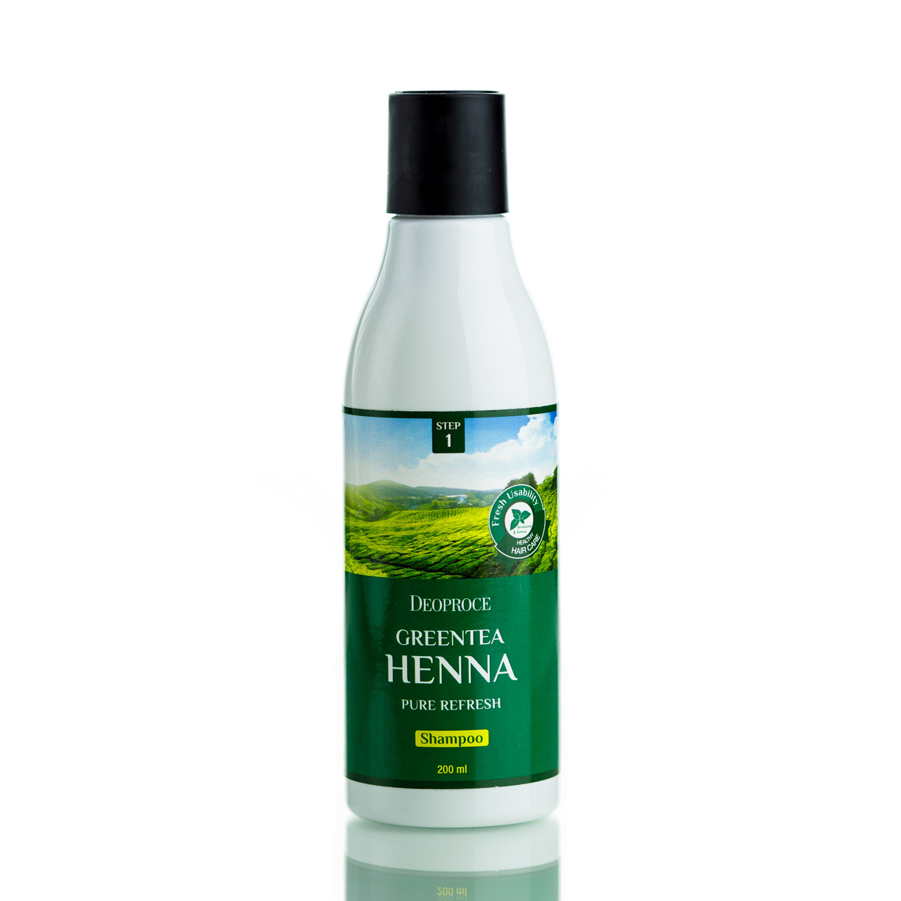 Укрепляющий шампунь для волос с хной Deoproce Green Tea Henna Pure Refresh Shampoo (200 мл)