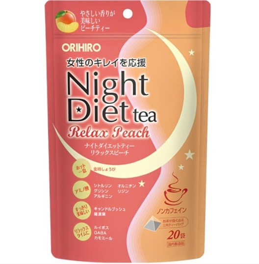 Чай для похудения со вкусом персика Orihiro Night Diet Tea Relax Peach (1 уп*20 шт)