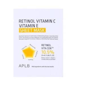 Тканевая маска с ретинолом, витаминами C и E APLB Retinol Vitamin C Vitamin E Sheet Mask (25 мл) – Купити в Україні Ulitka Beauty Тканевая маска с ретинолом, витаминами C и E APLB Retinol Vitamin C Vitamin E Sheet Mask (25 мл) – Купити в Україні Ulitka Beauty