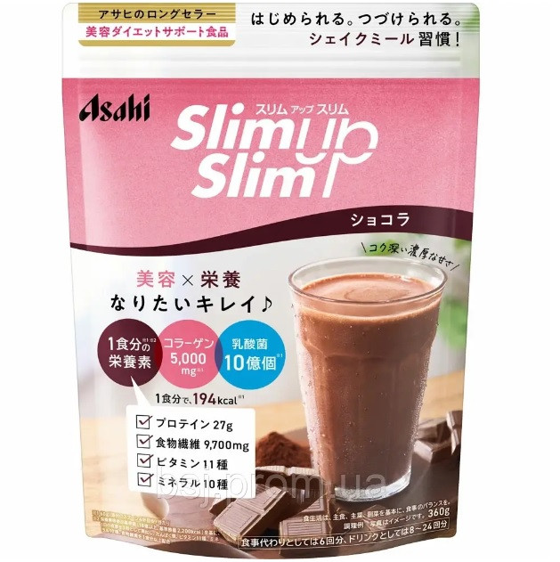 Протеиновый коктейль с коллагеном и аминокислотами со вкусом шоколада Asahi Slim Up Slim Shakes Chocolate (360 гр)